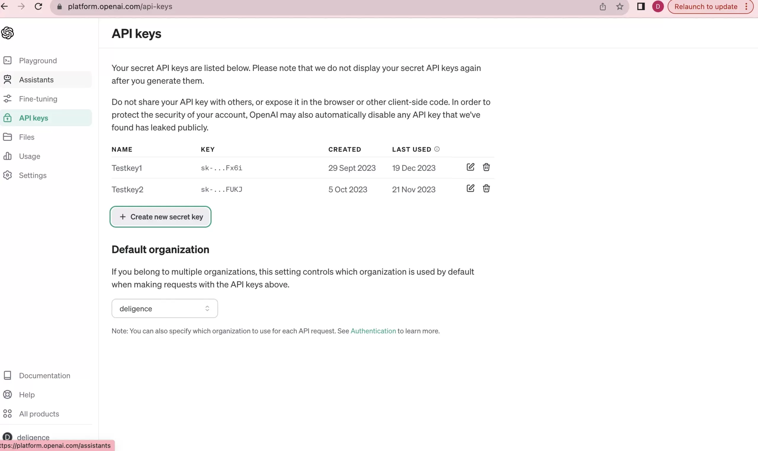 Open AI API Key