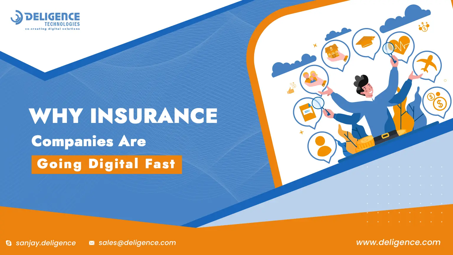 Conversational AI Why Insurance Companies Are Going Digital Fast: Graphic depicting a person reaching for digital icons, symbolizing rapid digital transformation in insurance.