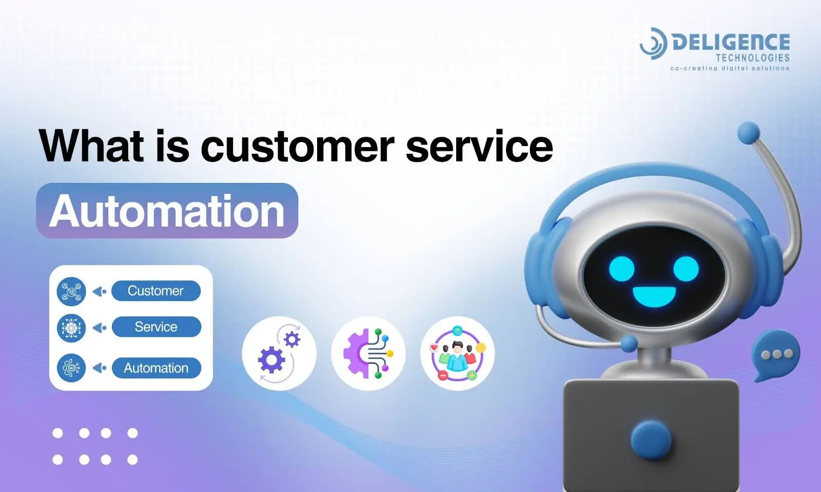 customer service automation What is customer service automation explained with chatbot illustration and support icons